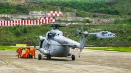 Sikkim On Tuesday morning, a V-5 helicopter landed at Pakyong Greenfield Airport in Sikkim with National Disaster Response Force (NDRF) teams equipped with satellite phones and essential rescue gear.