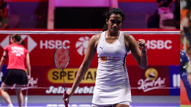  PV Sindhu celebrates her R32 win over Nozomi Okuhara. (Badminton Photo/BWF)