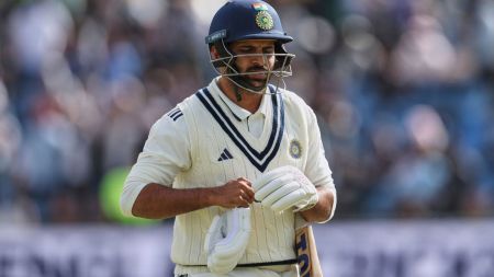 India's Shardul Thakur walks off the field after losing his wicket on day four of the first cricket test match between England and India at Headingley in Leeds, England, Monday, June 23, 2025. (AP Photo/Scott Heppell)