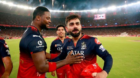 Virat Kohli struggled to contain his emotions in the seconds after RCB's victory was confirmed. (Sportzpics)