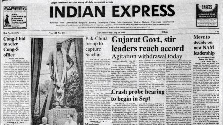 Gujarat Accord, agitation in Gujarat, Siachen Glacier, ‘Safarnama’ Derailed, Congress vs Congress, Forty Years Ago, Indian express news, current affairs
