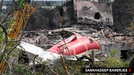The debris of the crashed Air India aircraft in Ahmedabad being removed