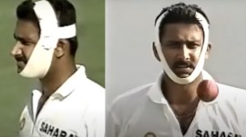 Anil Kumble bowling with broken jaw. (Screengrab)