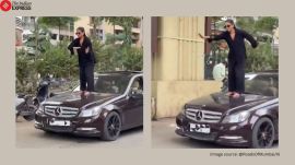 Aura Farming stunt on moving Mercedes