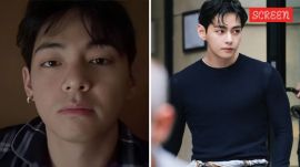 BTS' V Weverse live, looking sleepy but smiling at fans