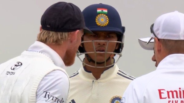 England skipper Ben Stokes and Yashasvi Jaiswal. (Screengrab/X)