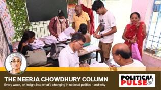 Booth level officers in Patna during the the electoral roll revision exercise. (Express Photo: Rahul Sharma, Patna, Bihar *** Local Caption *** BLOs with residents of Murlichak at Pathimik Vidyalaya in Patna during the electoral roll revision exercise