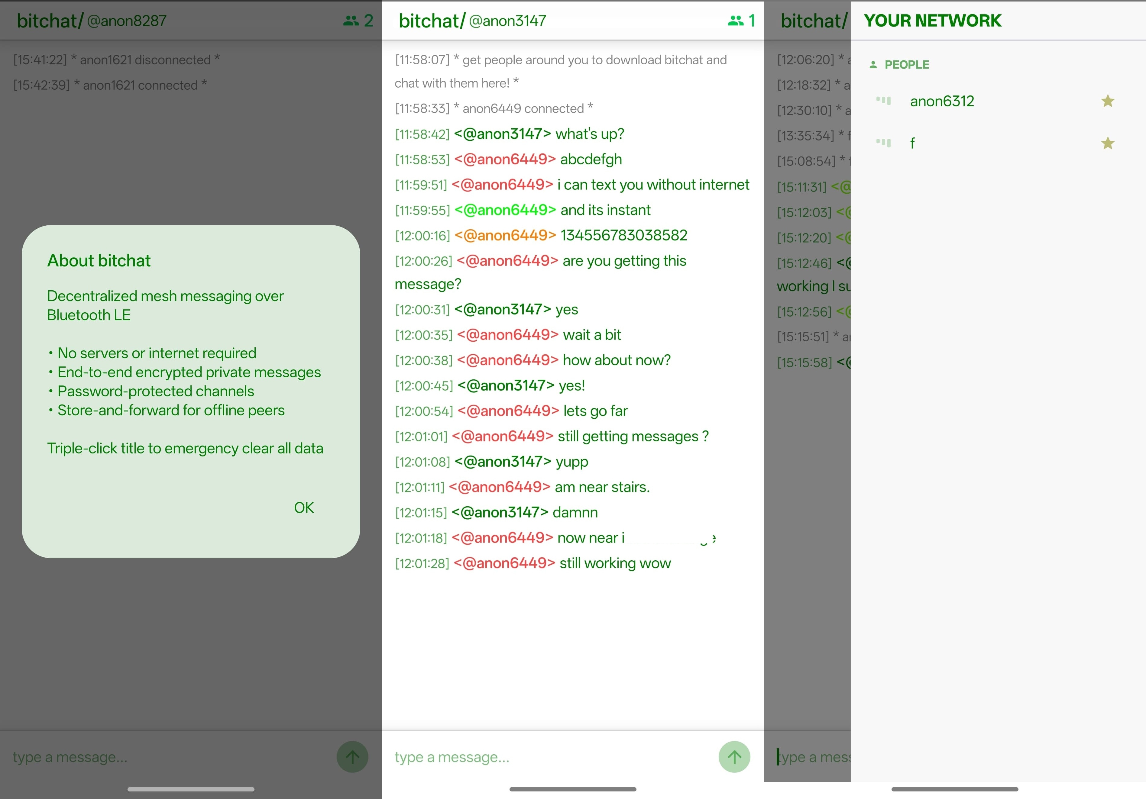 Bitchat's user interface is as minimal as it can get.