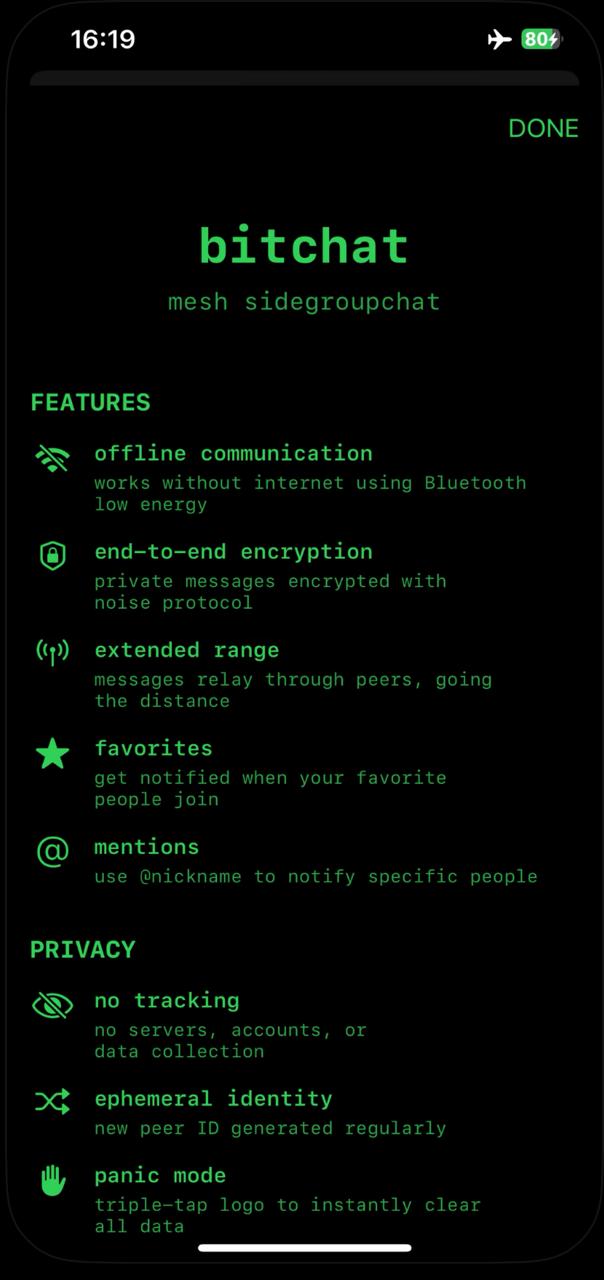 Bitchat is a privacy friendly messaging app with no central servers.