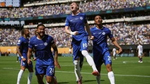Chelsea's Cole Palmer celebrates with teammates after scoring a goal against Paris Saint-Germain during Club World Cup final. (AP)