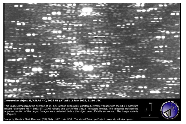 The image of 3I/ATLAS released on July 2 (Image credit: Gianluca Masi, The Virtual Telescope Project)