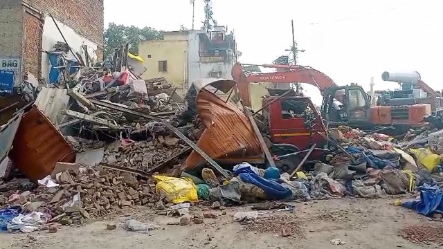 Scenes from Delhi’s Azadpur market where a building collapsed on Friday morning.