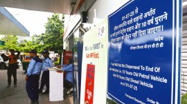 A notice by the Delhi transport department imposing the ban on old vehicles.