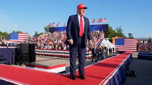 President Donald Trump at a rally in Iowa on Thursday