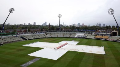 IND vs ENG Day 5, 2nd Test: Covers on before start of play due to rain in Edgbaston, Birmingham on Sunday morning. (AP)
