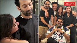 Fahadh Faasil and Nazriya Nazim recently visited superstar Mohanlal's residence, where they were spotted enjoying a memorable evening with the legend, his wife Suchitra and their son Pranav Mohanlal, among others.