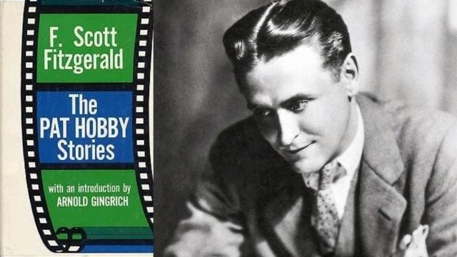 The first edition cover of The Pat Hobby stories and a photograph of F Scott Fitzgerald