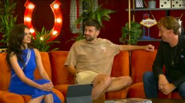 Former Barcelona footballer Gerard Pique with analyst Tania Sachdev and Freestyle Chess founder Jan Henric Buettner. (Screengrab via Freestyle Chess YouTube)