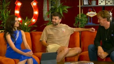 Former Barcelona footballer Gerard Pique with analyst Tania Sachdev and Freestyle Chess founder Jan Henric Buettner. (Screengrab via Freestyle Chess YouTube)