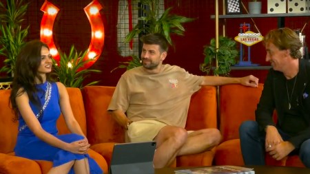 Former Barcelona footballer Gerard Pique with analyst Tania Sachdev and Freestyle Chess founder Jan Henric Buettner. (Screengrab via Freestyle Chess YouTube)