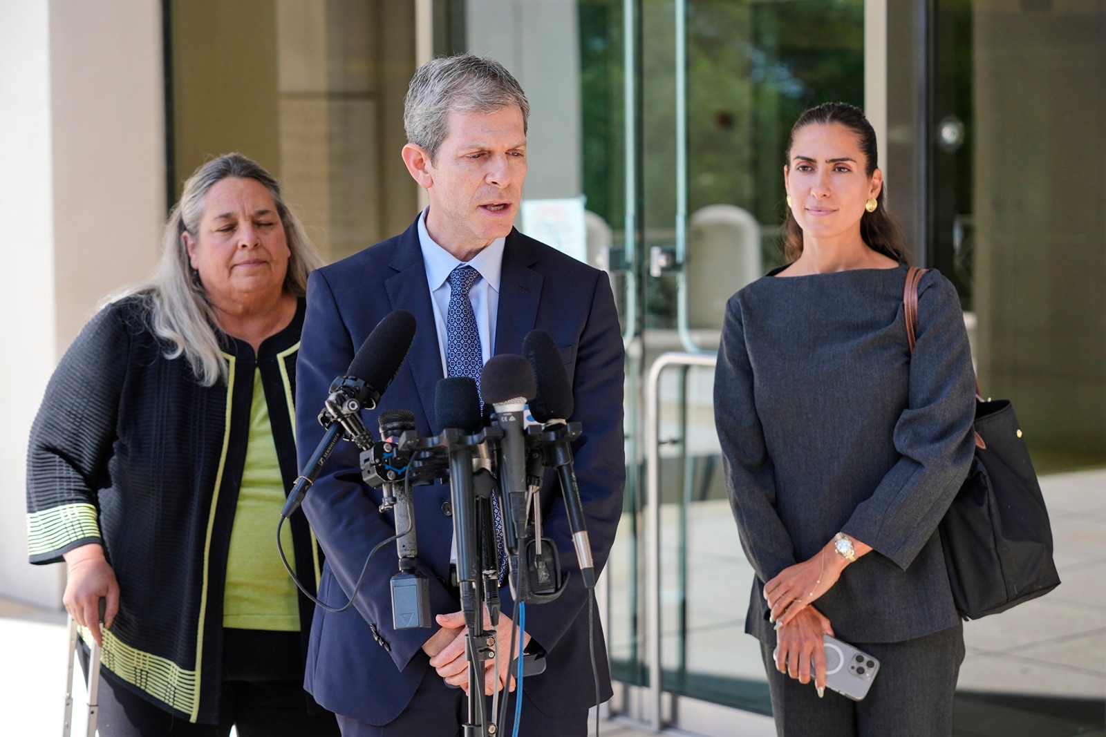 David oscar markus, attorney for ghislaine maxwell, speaks during a press conference on thursday