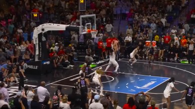 The bizarre incident happened during the WNBA game between Golden State Valkyries and Atlanta Dream. (Screengrab via WNBA YouTube)