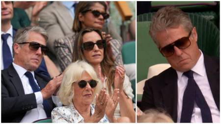Hugh Grant dozes off wimbledon