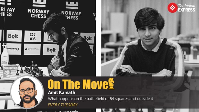 Gukesh Dommaraju competes at Norway Chess 2025; A young Vishy Anand. (PHOTOS: Amit Kamath, Viswanathan Anand X)