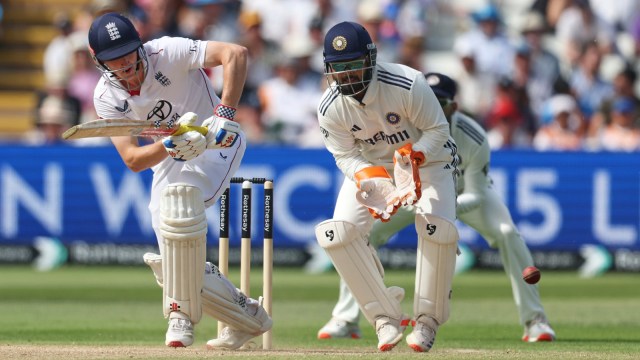 England's Harry Brook in action against India during 2nd Test. (AP)