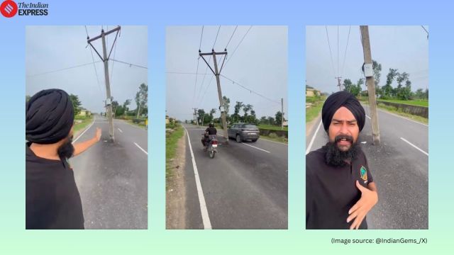 Electric pole in middle of Himachal road