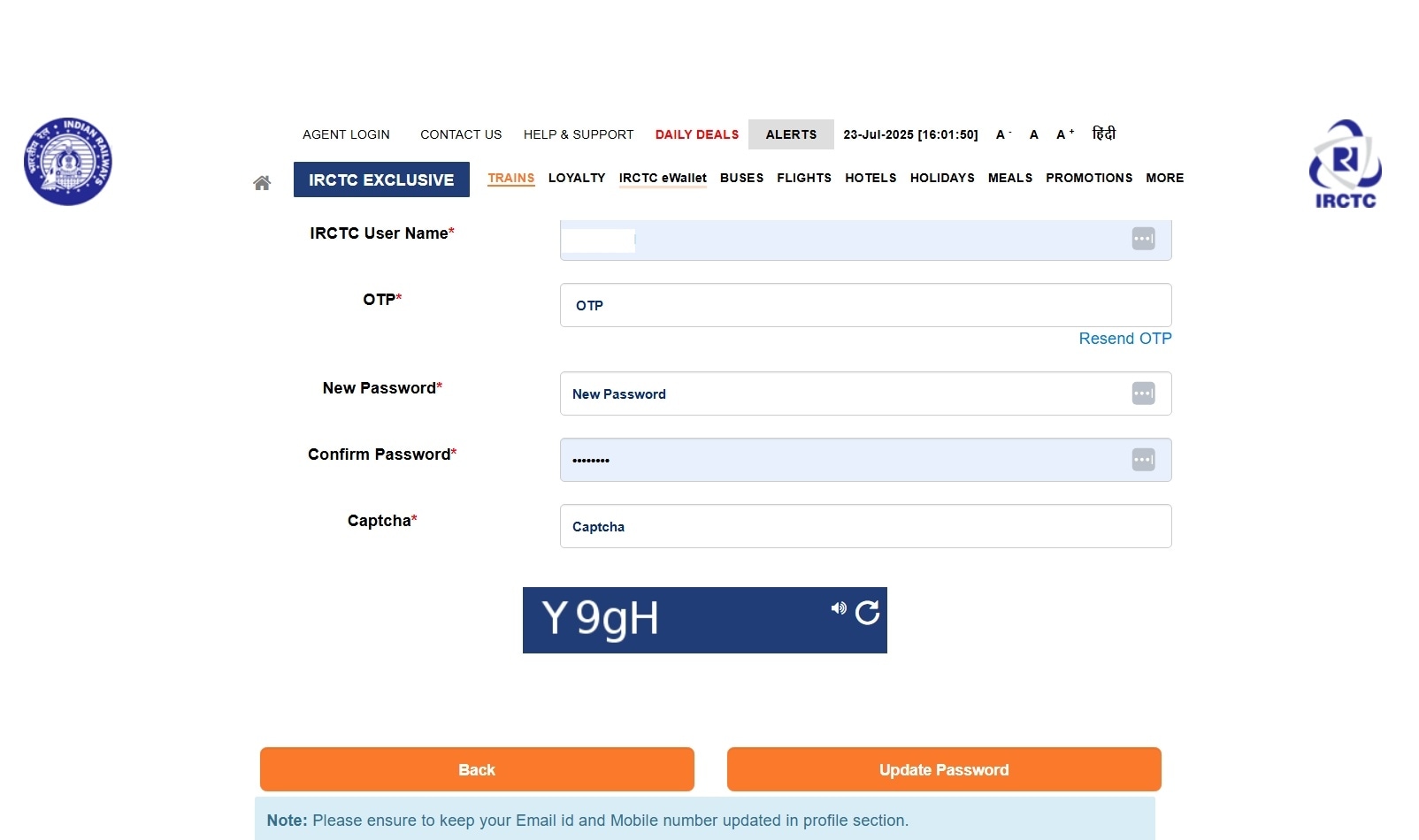 Resetting your IRCTC account password is pretty straightforward.