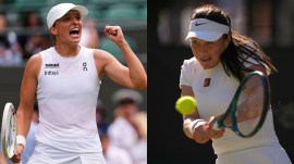 L-R: Poland's Iga Swiatek will take on USA's Amanda Anisimova in women's singles final of Wimbledon 2025. (AP)