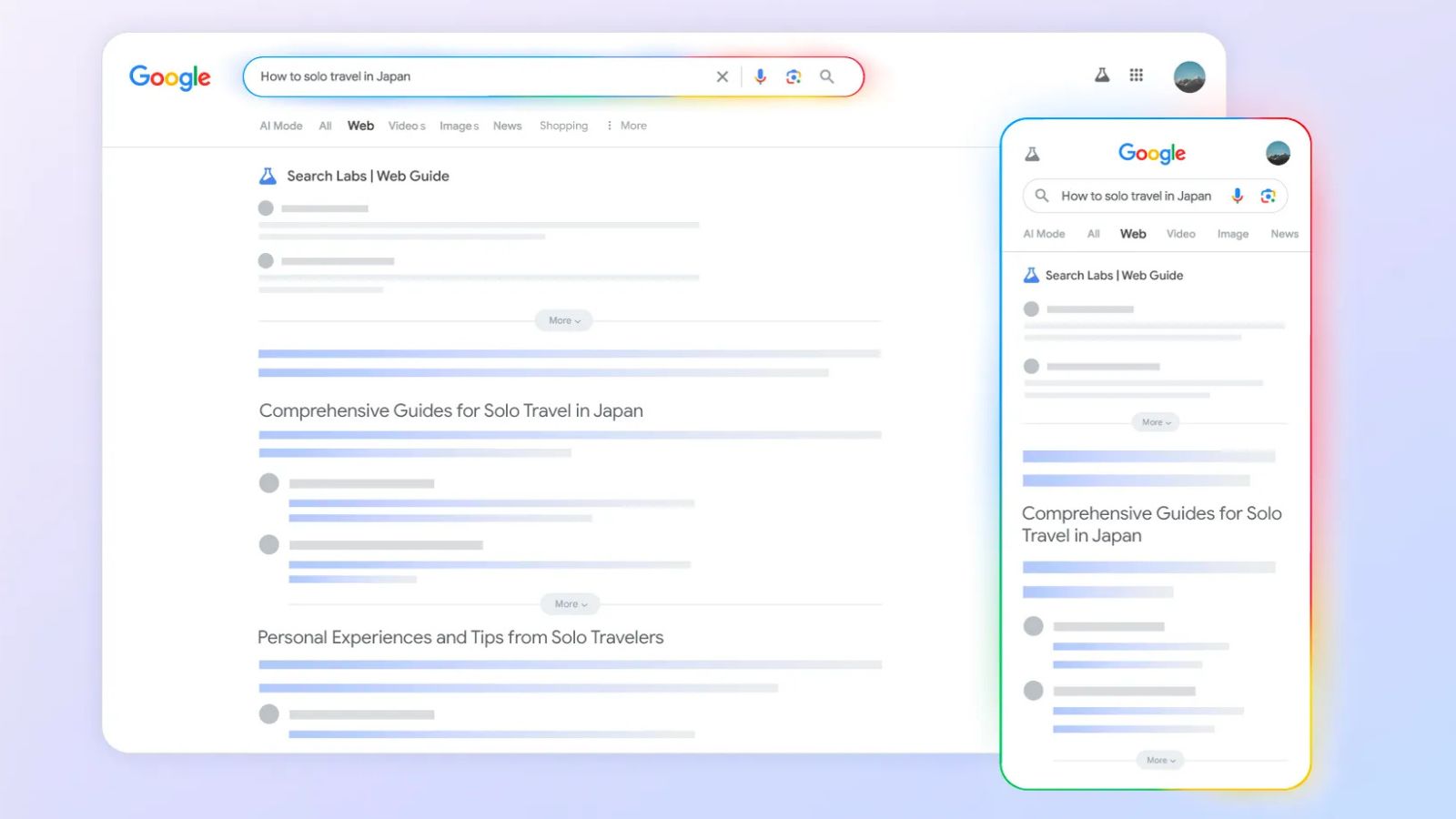 Before displaying a collection of links, the feature adds headers and brief summaries, and there is a choice to load additional content within each category. (Image: Google)