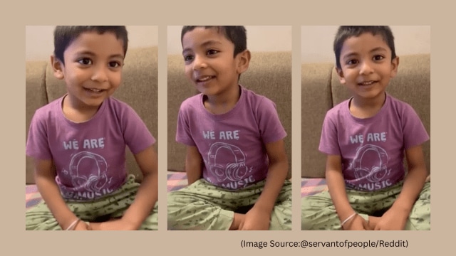 A 4-year-old boy speaks Kannada fluently in a viral video. (Image source: @servantofpeople/Reddit)