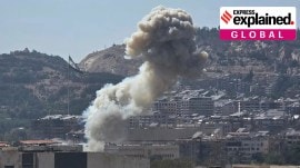 In this photo released by the Syrian official news agency SANA, smoke rises from an Israeli airstrike that hit the Syrian Defence Ministry, in Damascus, Syria. (SANA via AP) Syria’s continuing turmoil: al-Sharaa, Druze & Israel