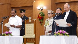 Justice MS Ramachandra Rao as Chief Justice of Tripura High Court during the swearing-in ceremony