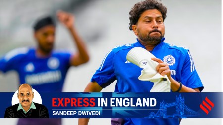 India’s Kuldeep Yadav during a training session ahead of the fifth Test cricket match between India and England, in London, Tuesday, July 29, 2025. (PTI Photo)