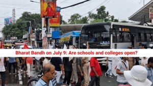 Left party supporters during a rally in support of Bharat Bandh, at Jadavpur, Kolkata