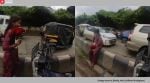 The viral video shows the girl sitting on a road divider, carrying a bunch of roses, and scream-crying (Image source: @ride_with_shikhar/Instagram)