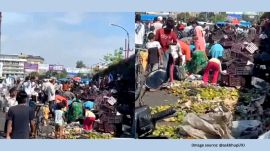 The bridge briefly looked like a bustling street market (Image source: @askbhupi/X)