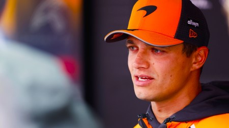 McLaren driver Lando Norris of Britain attends a press conference ahead of the Formula One Grand Prix at the Spa-Francorchamps racetrack in Spa, Belgium, Thursday, July 24, 2025. (AP Photo)