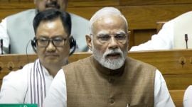 PM Narendra Modi in Lok Sabha during the debate on Operation Sindoor. (Screengrab from YouTube/@SansadTV)