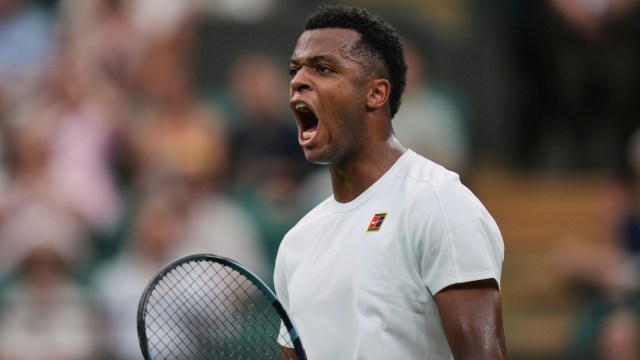 French Giovanni Mpetshi Perricard recorded fastest serve at Wimbledon during the opening round clash against USA's Taylor Fritz. (AP)