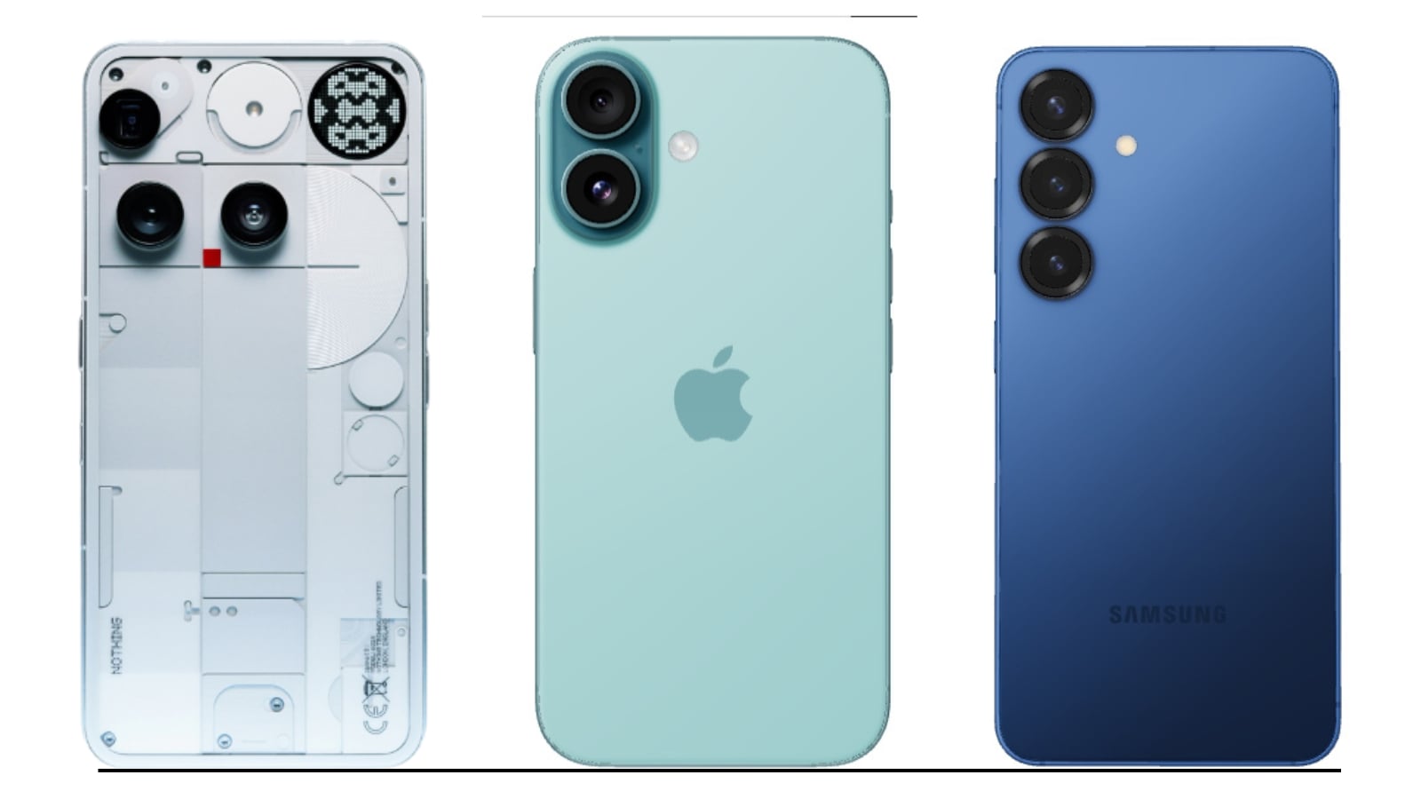 Nothing Phone (3) vs iPhone 16 vs Samsung Galaxy S25: Specs comparison at a glance