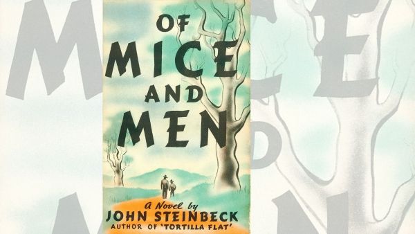 The first edition book cover of John Steinbeck's classical novel, Of Mice and Men 