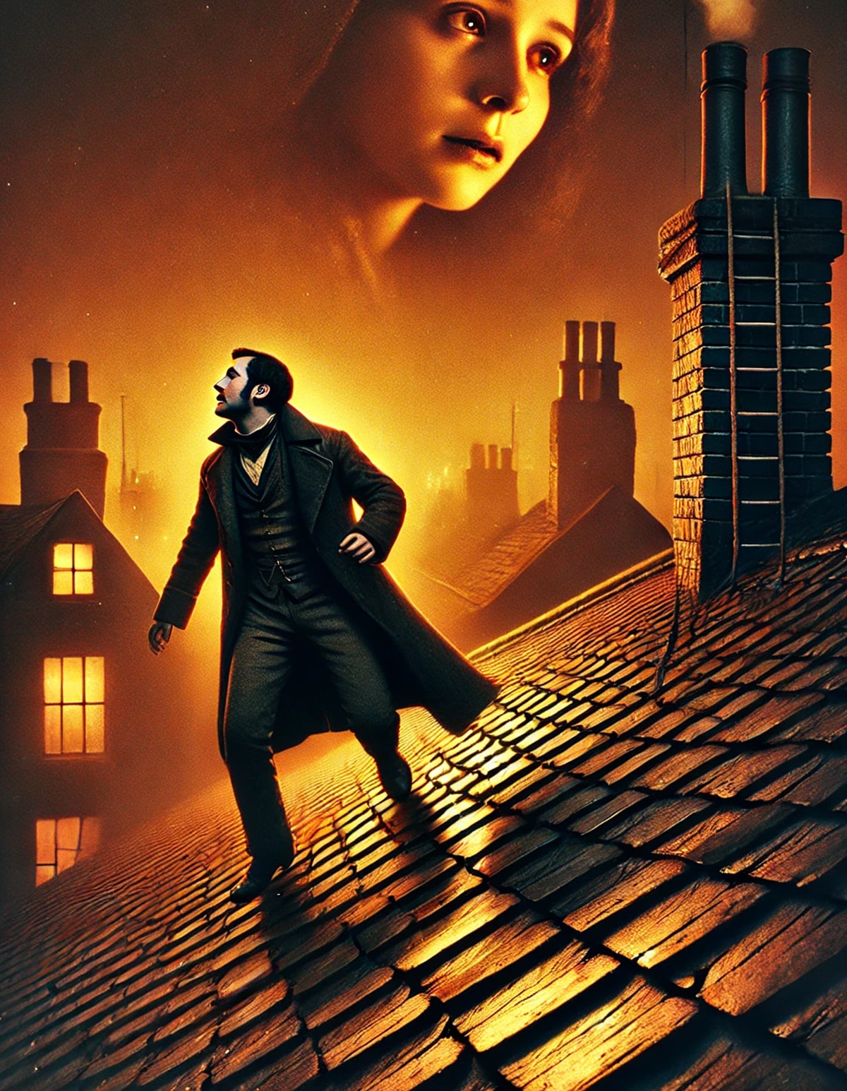 Bill Sikes stands on a rooftop unable to shake the spectre of Nancy 