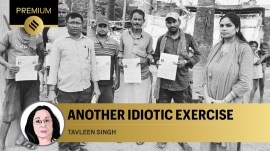 Voters in Patna district with the revision forms. (Express photo)