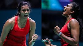 India's PV Sindhu after her win win over sixth seed Tomoka Miyazaki of Japan at China Open 2025. (Credit: BWF / BadmintonPhoto)
