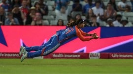 In the final over of a tense run-chase, Radha Yadav pulled off an absolute blinder in what would go down as one of the best catches by an Indian fielder this year. (BCCI/X)