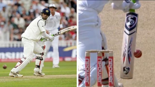  Rahul Dravid suffered a bizarre dismissal when he walked off after hitting his shoelace in the 2011 Edgbaston Test. (AP/X)